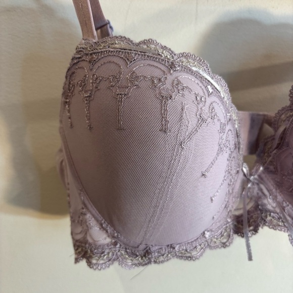 TRIUMPH Sz 38C Bra Balconette Lavender Victorian Lace Underwire Padded NEW - Picture 4 of 8